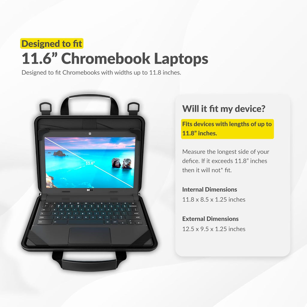UZBL 11-11.6 Inch Always-on Chromebook Protective Hard Case with Accessory Pouch and Adjustable Shoulder Strap (20 Pack)