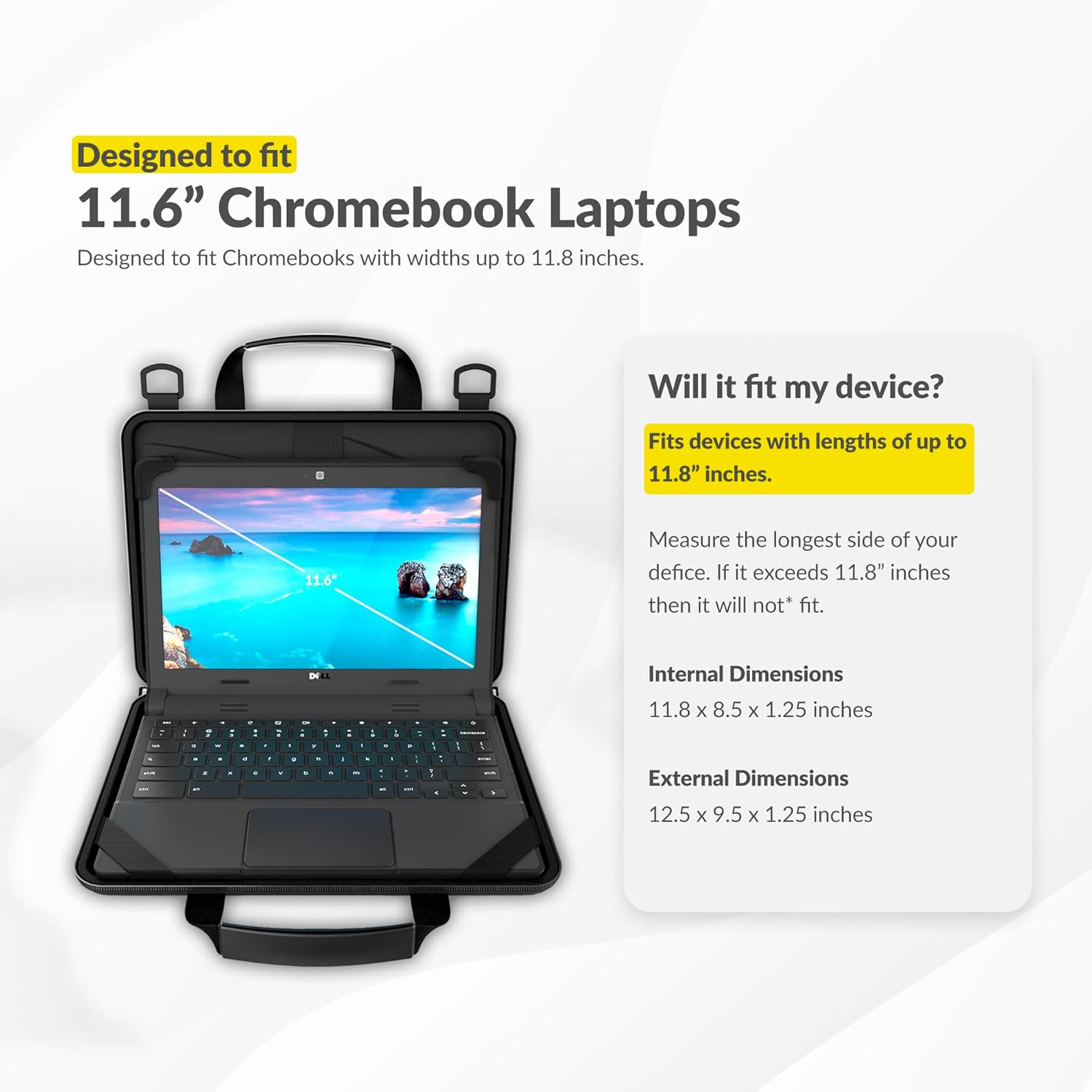 UZBL 11-11.6 Inch Always-on Chromebook Protective Hard Case with Accessory Pouch and Adjustable Shoulder Strap (20 Pack)