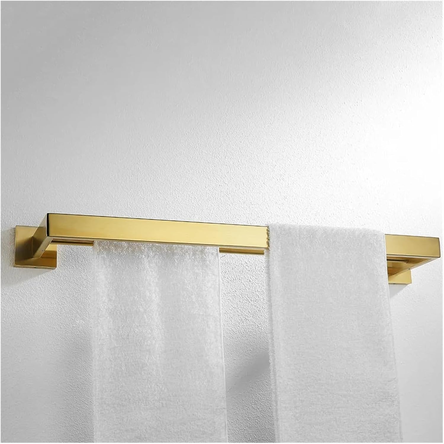 Stainless Steel Double Towel Bars Square Rack Holder Wall Mounted Bathroom Accessories Brushed(Brushed gold)