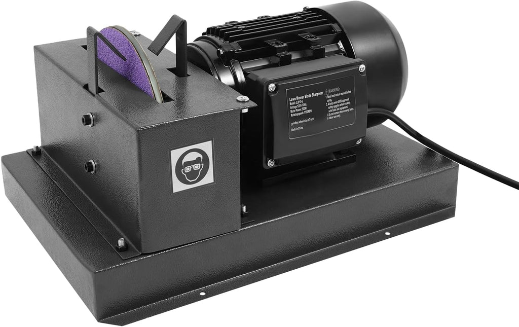 Lawn Mower Blade Sharpener | Lawnmower Blade Bench Grinder | Electric Lawn Mower Blade Sharpener | with 7/9-inch Ceramic Grinding Wheel | Two Spare Sandpaper | 1700 RPM | Black (2/3HP 500W)