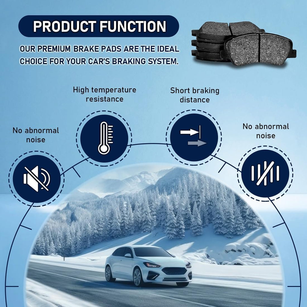 Brake Pads w/Vented Rotors 10.16inch (258mm) for Ford Fiesta 1.6L 2011 2012 2013 2014 2015 2016 2017 2018 2019, for Fiesta 1.0L 2014 2015 2016 2017 6Pcs Front Replacement Brakes Kit