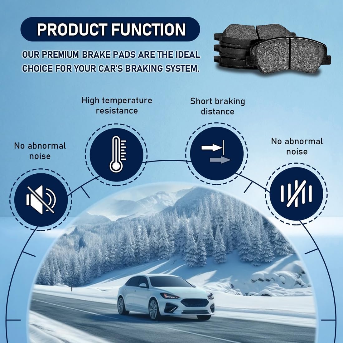 Brake Pads w/Vented Rotors 10.16inch (258mm) for Ford Fiesta 1.6L 2011 2012 2013 2014 2015 2016 2017 2018 2019, for Fiesta 1.0L 2014 2015 2016 2017 6Pcs Front Replacement Brakes Kit