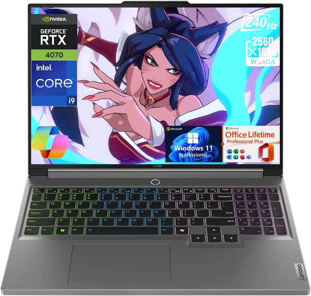 Lenovo Legion Pro 5i Gaming Laptop - 16' WQXGA 240Hz Display - Intel 24-Core i9-14900HX, GeForce RTX 4070 - RGB Backlit KB, w/Win 11 Pro, Office Lifetime & External DVD Drive(64GB DDR5 | 2TB SSD)