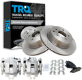 TRQ Rear Brake Pad and Rotor Set Ceramic Vented Rotors Calipers Compatible with 2011-2012 Infiniti G25 2011-2013 G37 2015 Q40 2010-2019 Nissan 370Z