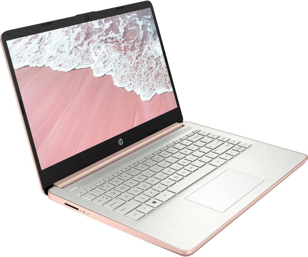 HP 2022 Premium 14-inch HD Thin and Light Laptop, Intel Quad-Core Processor, 8GB RAM, 64GB Storage, Long Battery Life, Webcam, Bluetooth, HDMI, Wi-Fi, Rose Gold, Windows 11 + 1 Year Microsoft 365