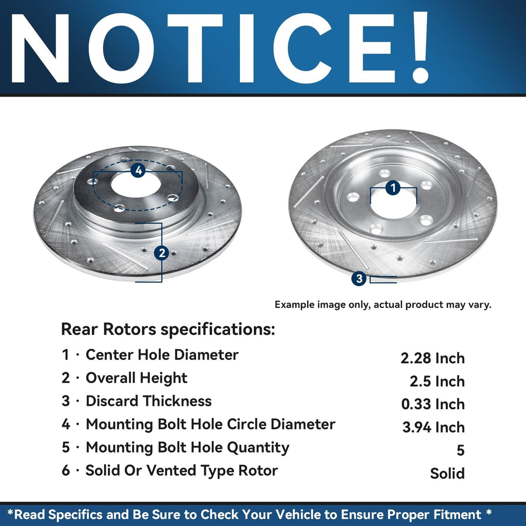 Detroit Axle - Brake Kit for 2011-14 Subaru Impreza 13-14 Legacy 10-13 Forester 13-16 BRZ Replacement 11.54' Front & 11.26' Rear Drilled Slotted Disc Rotors Ceramic Brakes Pads