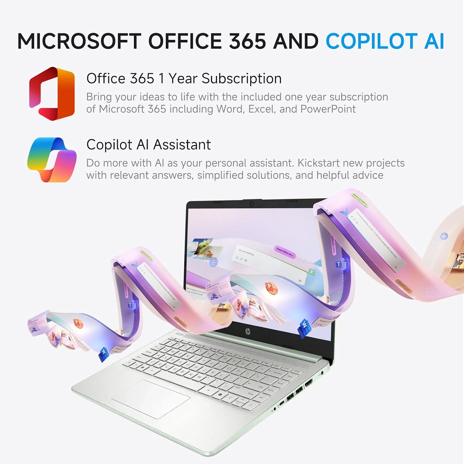 HP 2026 14' Laptop Computer with Copilot AI, Intel N150, 16 GB RAM, 512 GB Storage(128GB UFS+256GB MSD+128GB UFD), 1-Year Office 365, WiFi 6, Ultra Light, Portable, Windows 11 Pro, Willow Green