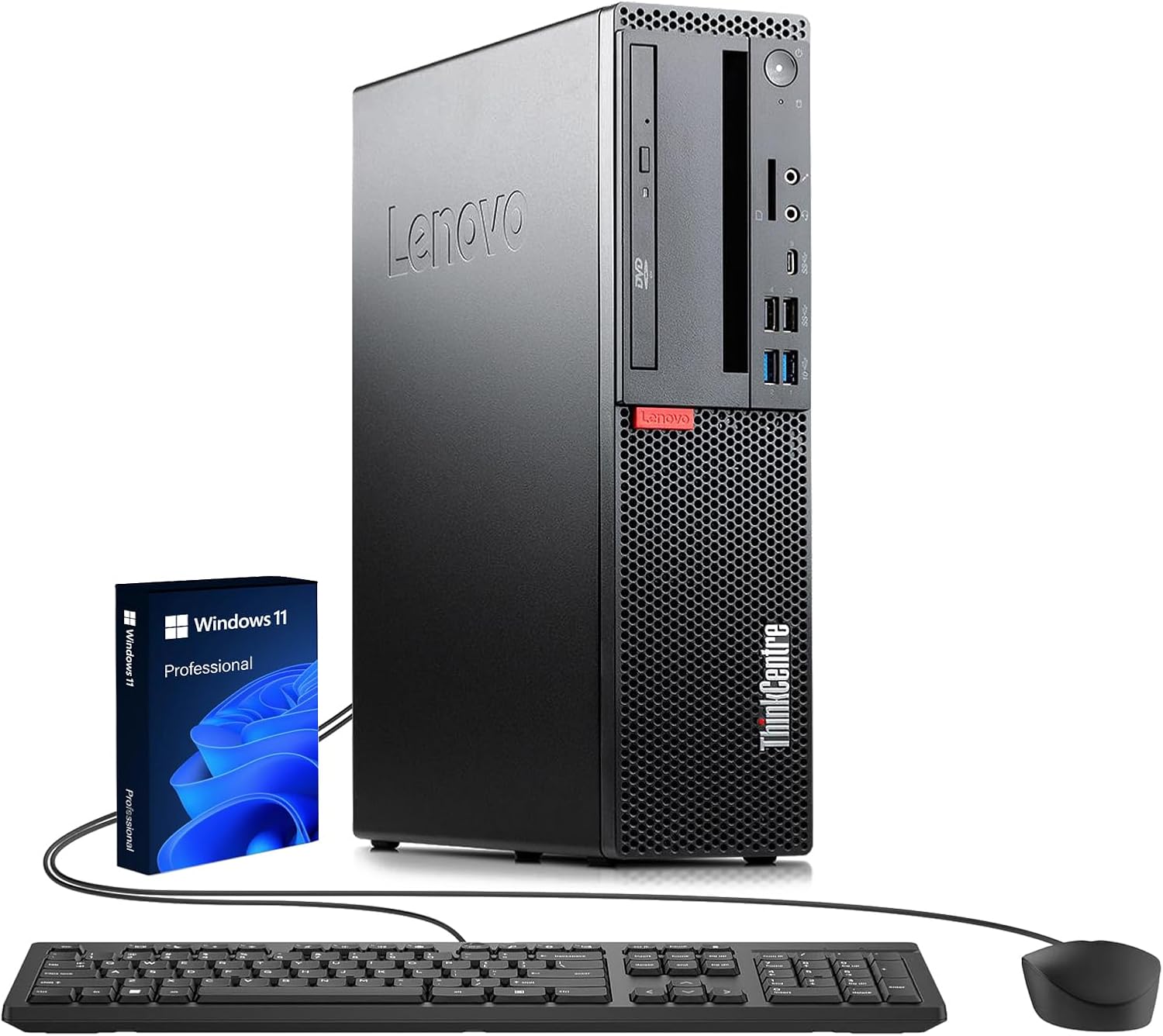 Lenovo ThinkCentre M720s SFF Desktop Computer, Intel Core i3-8100, 16GB RAM, 256GB SSD, WiFi, Bluetooth, Keyboard and Mouse, Windows 11 Pro (Renewed)