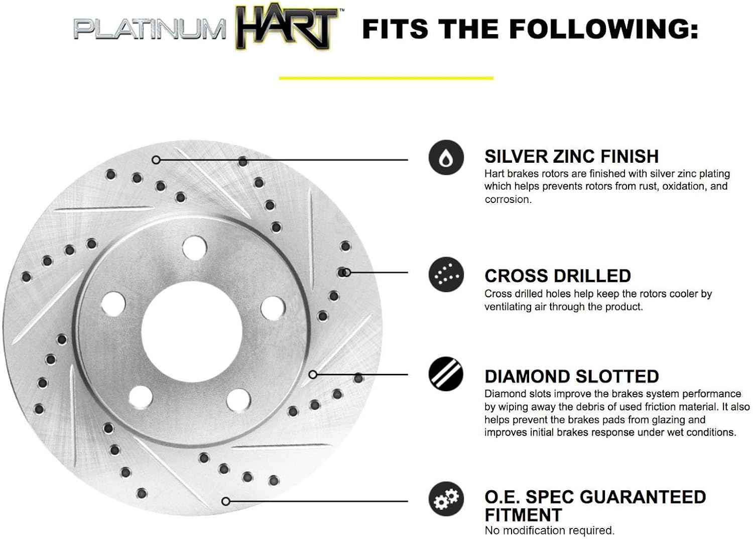Hart Brakes Front Brakes and Rotors Kit |Front Brake Pads| Brake Rotors and Pads| Ceramic Brake Pads and Rotors |fits 2011-2012 Ford Fiesta Ikon