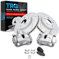 TRQ Performance Front Brake Pad and Rotor Set Ceramic Drilled Slotted Coated Vented Rotors Calipers Compatible with 2004-2010 Toyota Sienna 2005-2007 Avalon 2005-2006 Camry 2004-2008 Solara