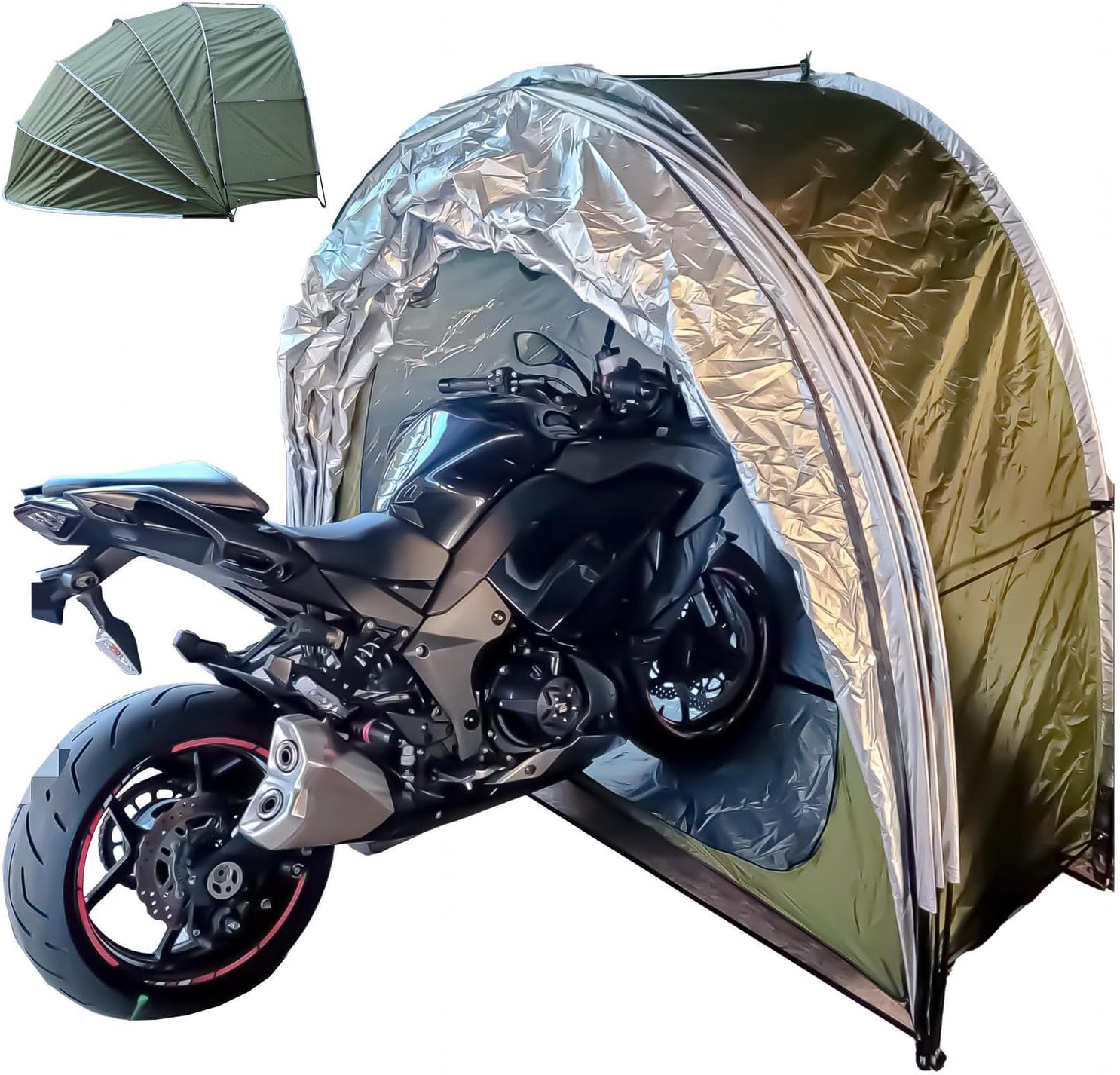 Bike Cover Bike Storage Hanging 2 in 1 Outside Storage Sheds for Patio Furniture, Bicycle, Motorcycle Lawn Mower Shed Bike Storage,Green(Green)