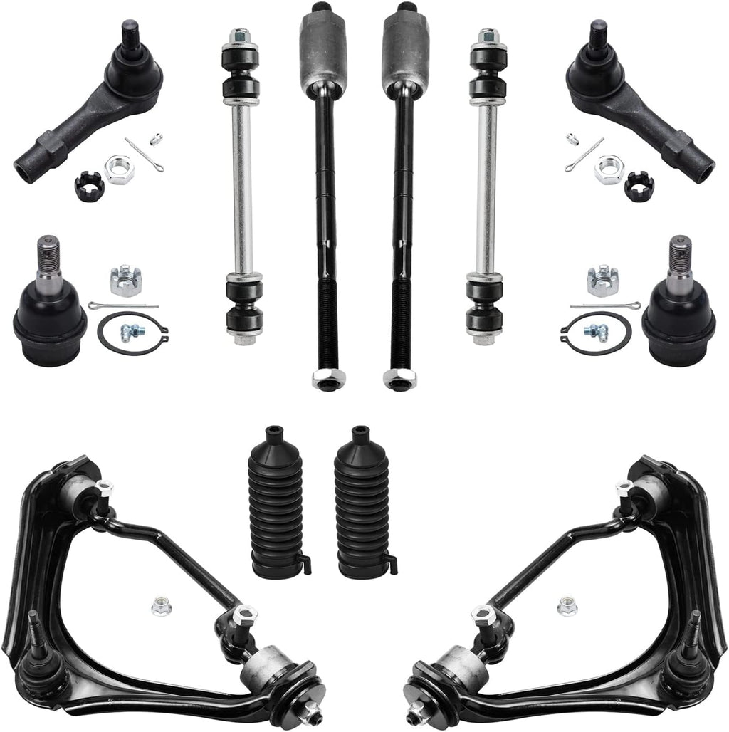 Detroit Axle - 4.0L Front Suspension Kit and Brake Kit for 2002 2003 Ford Explorer Mercury Mountaineer Brake Rotors Ceramic Brakes Pads Wheel Bearing Hubs Control Arms w/Ball Joints Replacement