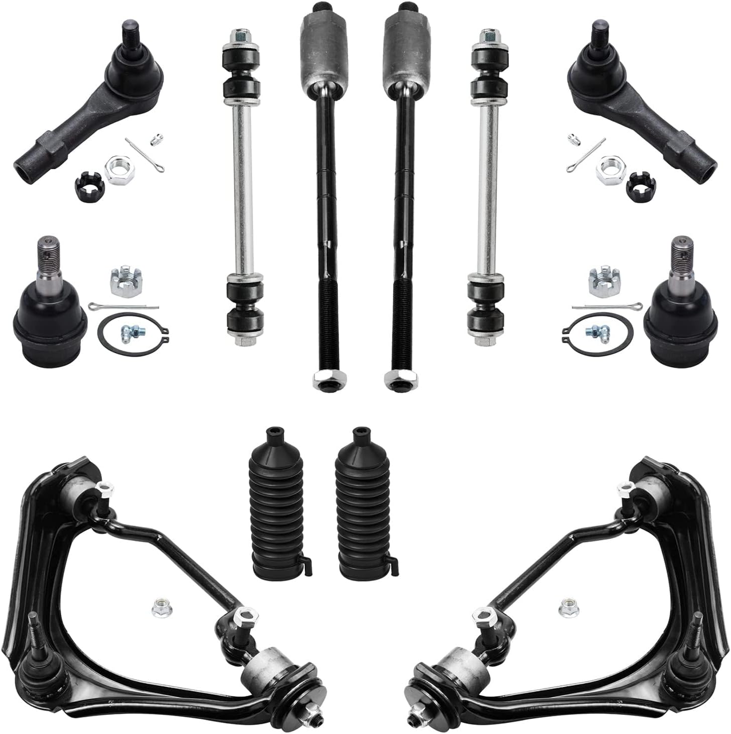Detroit Axle - 4.0L Front Suspension Kit and Brake Kit for 2002 2003 Ford Explorer Mercury Mountaineer Brake Rotors Ceramic Brakes Pads Wheel Bearing Hubs Control Arms w/Ball Joints Replacement