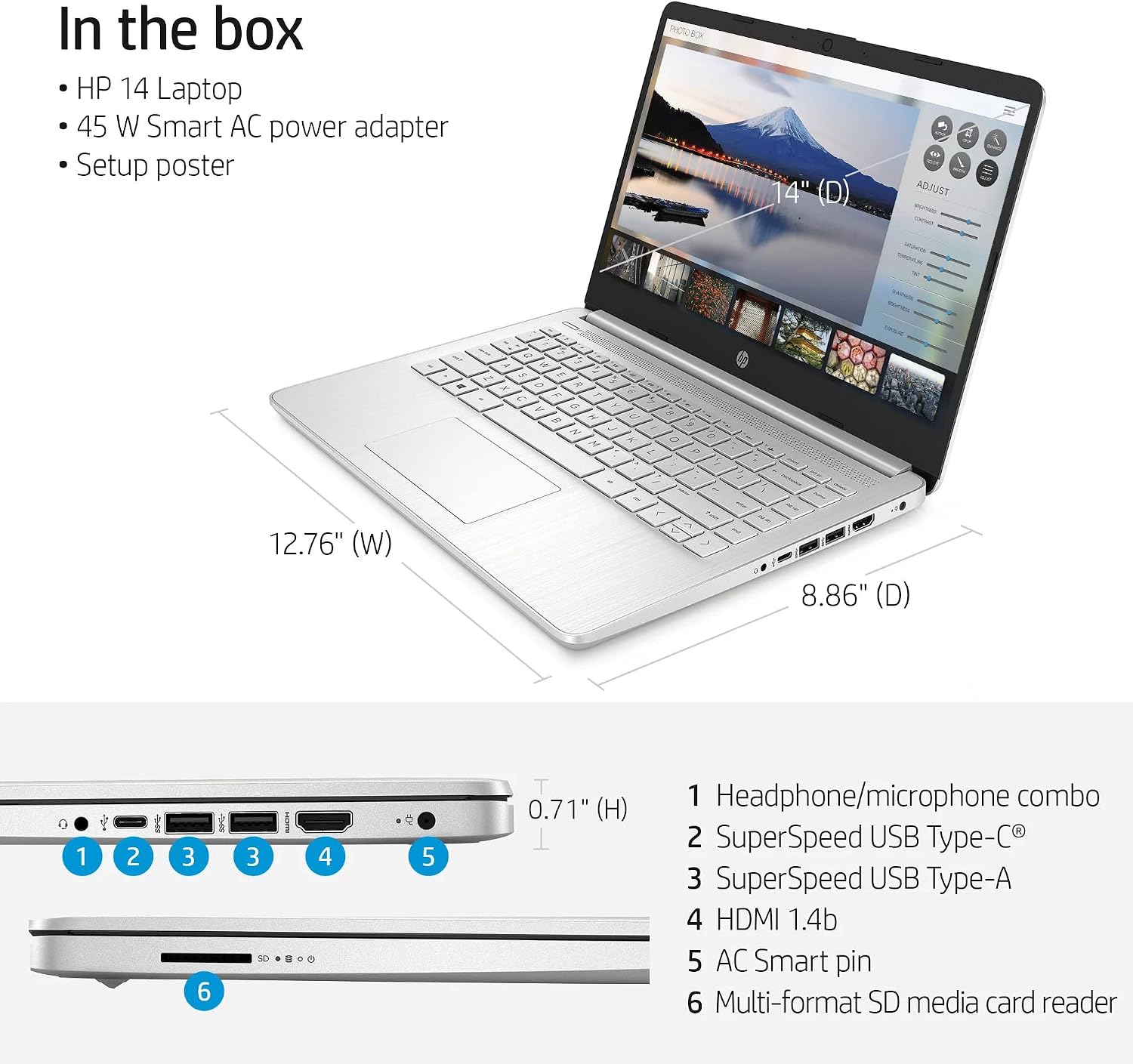 HP Pavilion Laptop (2022 Model), 14in FHD IPS NonTouch Display, AMD Ryzen 3 3250U, 8GB RAM, 128GB SSD, Thin & Portable, Micro-Edge & Anti-Glare Screen, Long Battery Life, Win 11