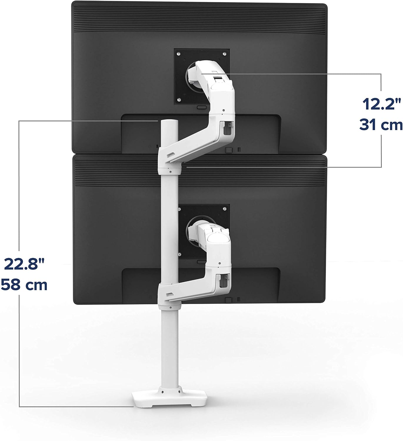 Ergotron – LX Vertical Stacking Dual Monitor Arm, VESA Desk Mount – for 2 Monitors Up to 40 Inches, 7 to 22 lbs Each – Tall Pole, White