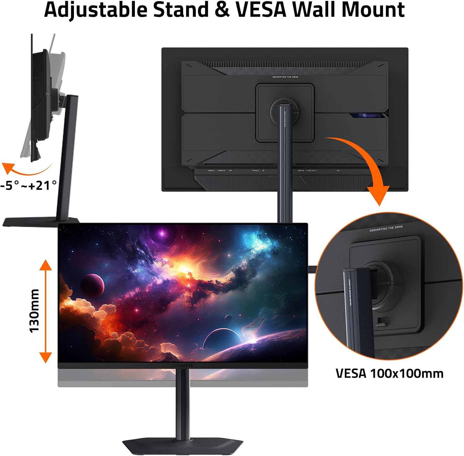 GIGABYTE - MO27Q2-27' QD-OLED Gaming Monitor - QHD 2560x1440-240Hz - 0.03ms GTG - AMD FreeSync Premium Pro - Type C KVM - HDMI, DP - Height Adjustable - Black