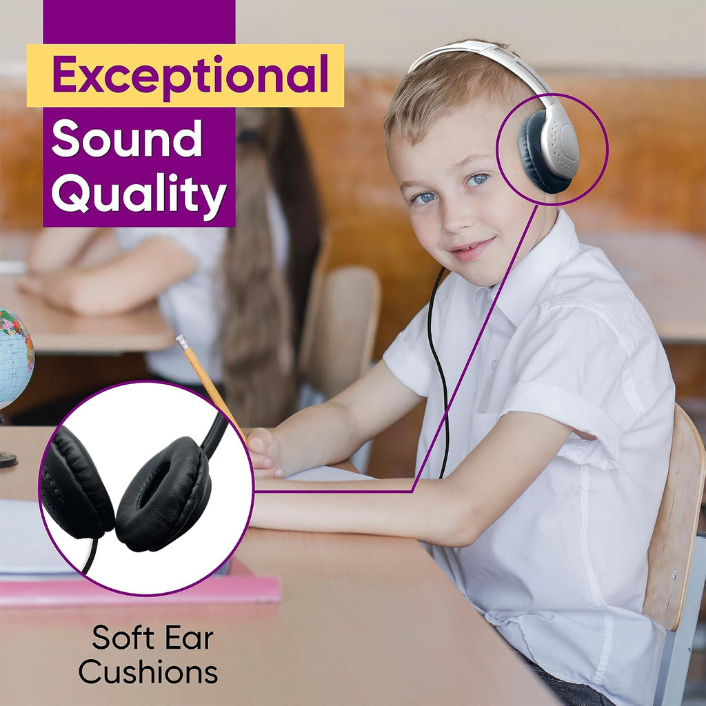 200 Pack Bulk Wired On-Ear Leather Headphones with 3.5mm Connector, Multi