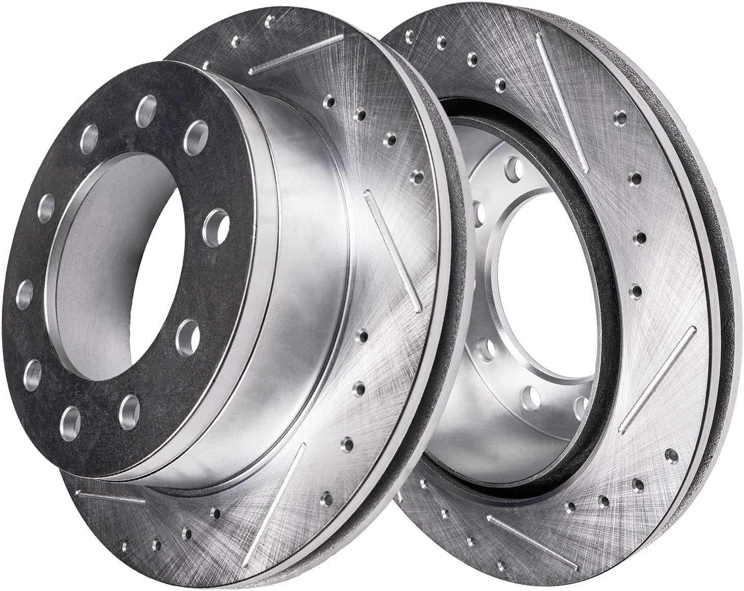 Detroit Axle - Brake Kit for Ford 2017-2021 F-450 F-550 Super Duty 2018-20 Drilled and Slotted Disc Brakes Rotors Ceramic Pads Replacement: 15.39' Front 15.75' Rear Rotor