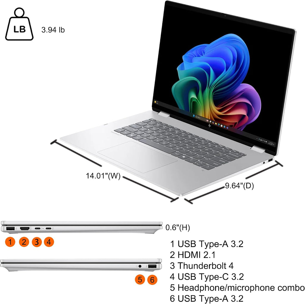 HP OmniBook 7 Flip 16 2-in-1 Professional Business Laptop 16' 3k OLED Touch Intel 8-core Ultra 7 Series 2 258V (Up to 47 Tops) 32GB RAM 1TB SSD 5MP IR Camera Wi-Fi7 Pen Win11 ICP Hub