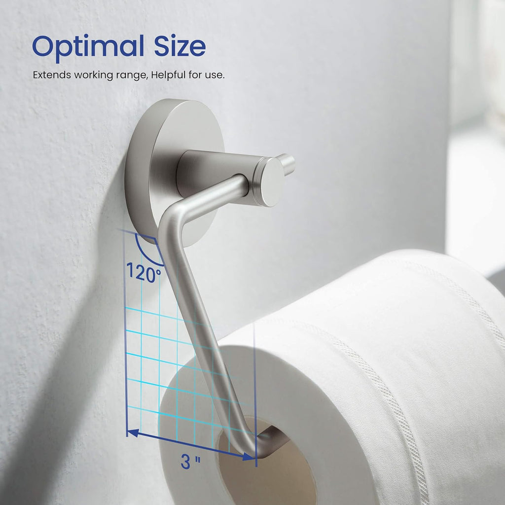KIBI Circular Bathroom Hardware Set 5 Piece Bathroom Accessories Set | Towel Bar (18'), Towel Ring, Toilet Paper Holder, Robe Hooks (Brushed Nickel, C-KBA14-5-4)