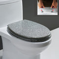 Sparkly Resin Toilet Seat, Elongated Toilet Seat, Thicken Toilet Seat, Slow Close Bathroom Toilet Lid, Easy to Clean & Install(Gold, Silver, Pink, Black),36 * 42Cm,Silver