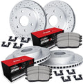R1 Concepts Front and Rear Brake Kit Fits 2021-2024 Cadillac Escalade, Chevrolet Suburban, Chevrolet Tahoe, GMC Yukon| Optimum Oep Pads, Drilled Slotted Rotors| Hardware| 13.5' Front & 13.6' Rear