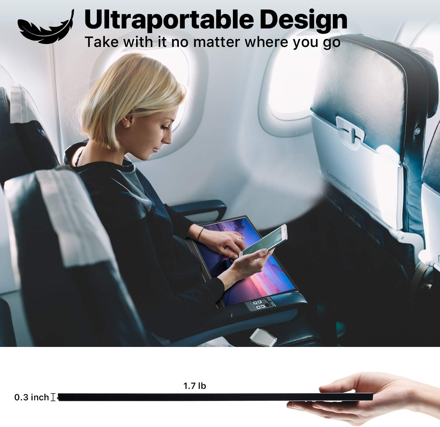 KYY Portable Monitor 15.6'' FHD 1080P Portable Laptop Monitor USB C HDMI Gaming Monitor