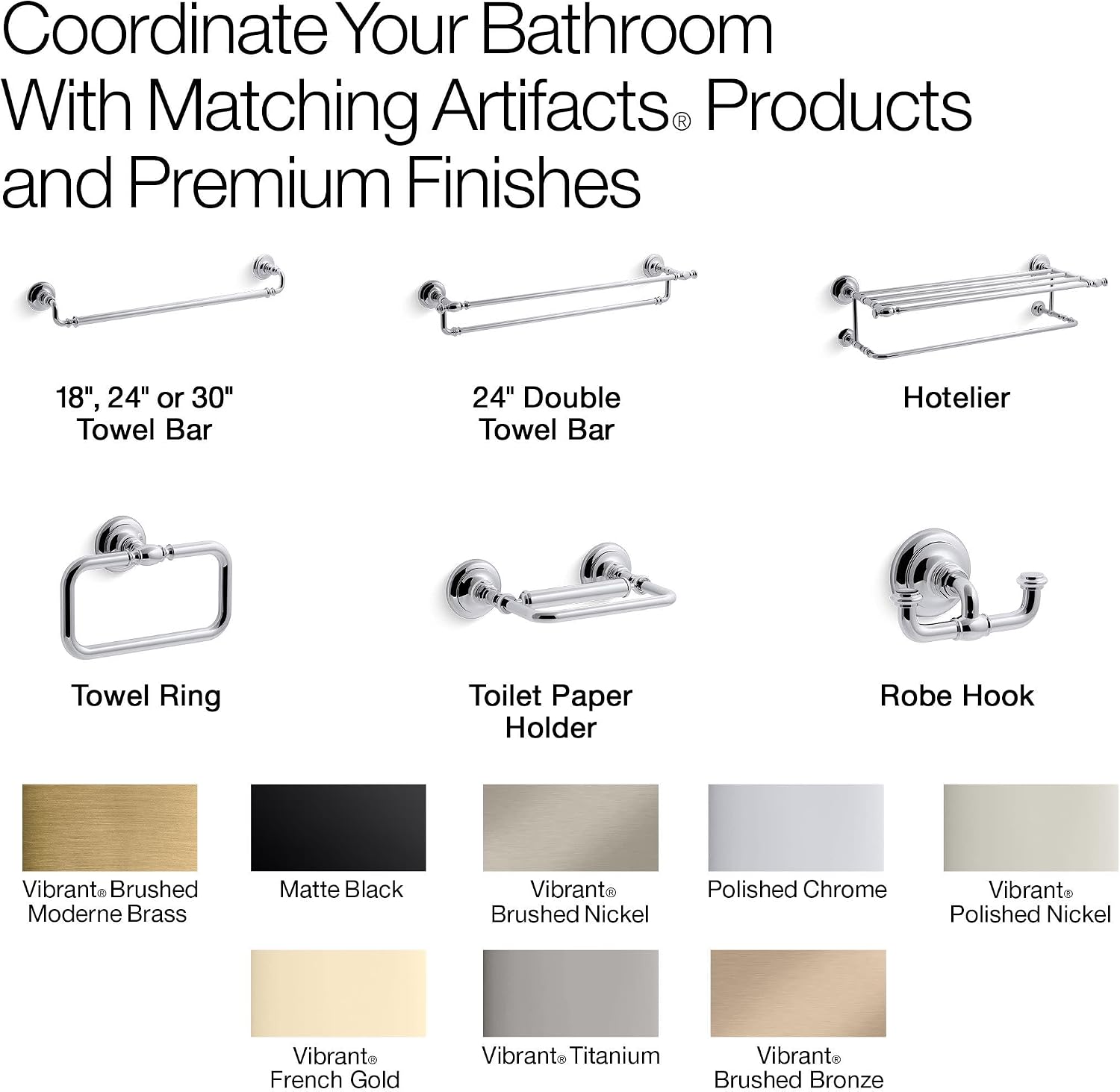 Kohler 72570-AF Artifacts® 24' Double Towel bar, Vibrant French Gold