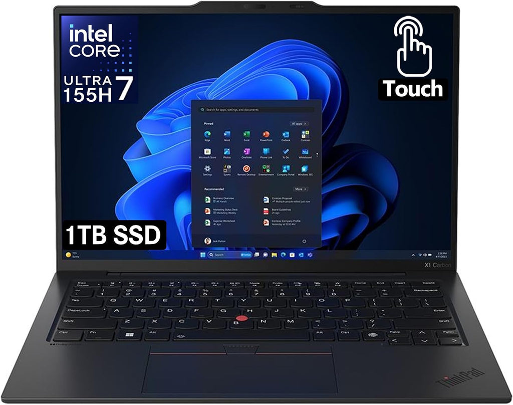 Lenovo ThinkPad X1 Carbon Gen 12 Touchscreen 14' Copilot+ PC Ultrabook - Intel Core Ultra 7 155H - 32 GB - 1 TB SSD - English Keyboard - Black Paint - Intel Chip - 1920 x 1200 - Windows 11 Pro
