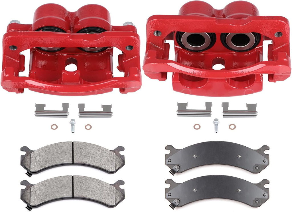 SCITOO Front Left & Right Brake Kit [4] Brake Pads [2] Brake Disc Calipers with Bracket Compatible With 2002-2006 for Cadillac for Escalade,2003-2006 for Cadillac for Escalade ESV
