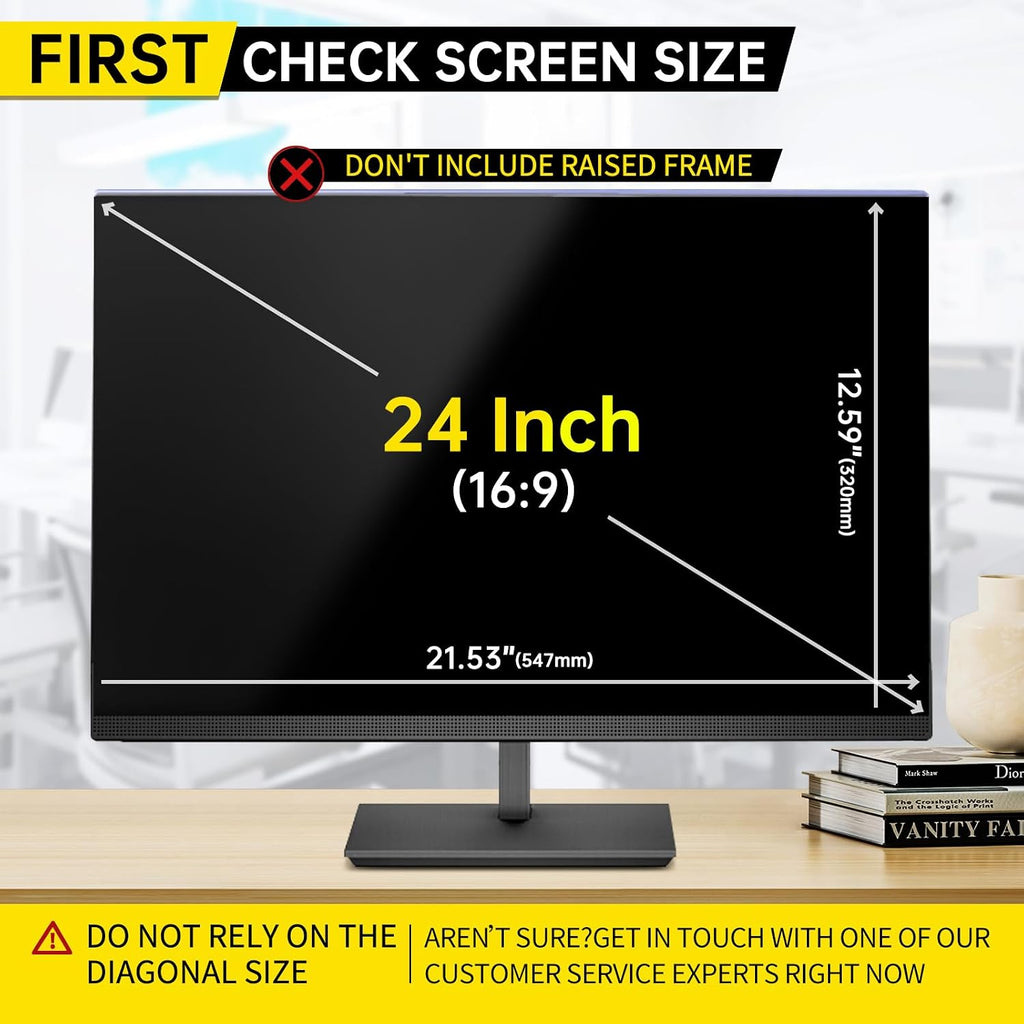 〔2-Pack〕 24 Inch Computer Privacy Screen Filter for 16:9 Monitor, Anti-Blue Light, Anti-UV,Blue Light Blocking Removable Privacy Protector Shield Fits 23.6', 23.8', 24' Monitors