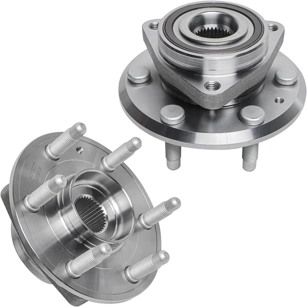 Detroit Axle - Brake Kit for Buick Enclave Chevy Traverse GMC Acadia Saturn Outlook Front & Rear Drilled & Slotted Brake Rotors and Ceramic Brakes Pads + Front Wheel Bearing Hubs Replacement