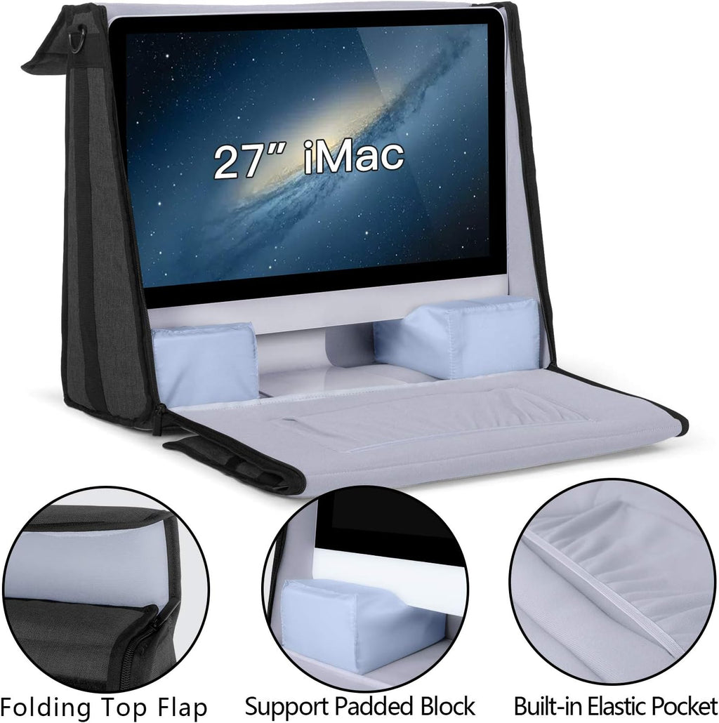 Damero Carrying Tote Bag Compatible with Apple 27' iMac Desktop Computer, Travel Storage Bag for iMac 27-inch and Other Accessories, Black