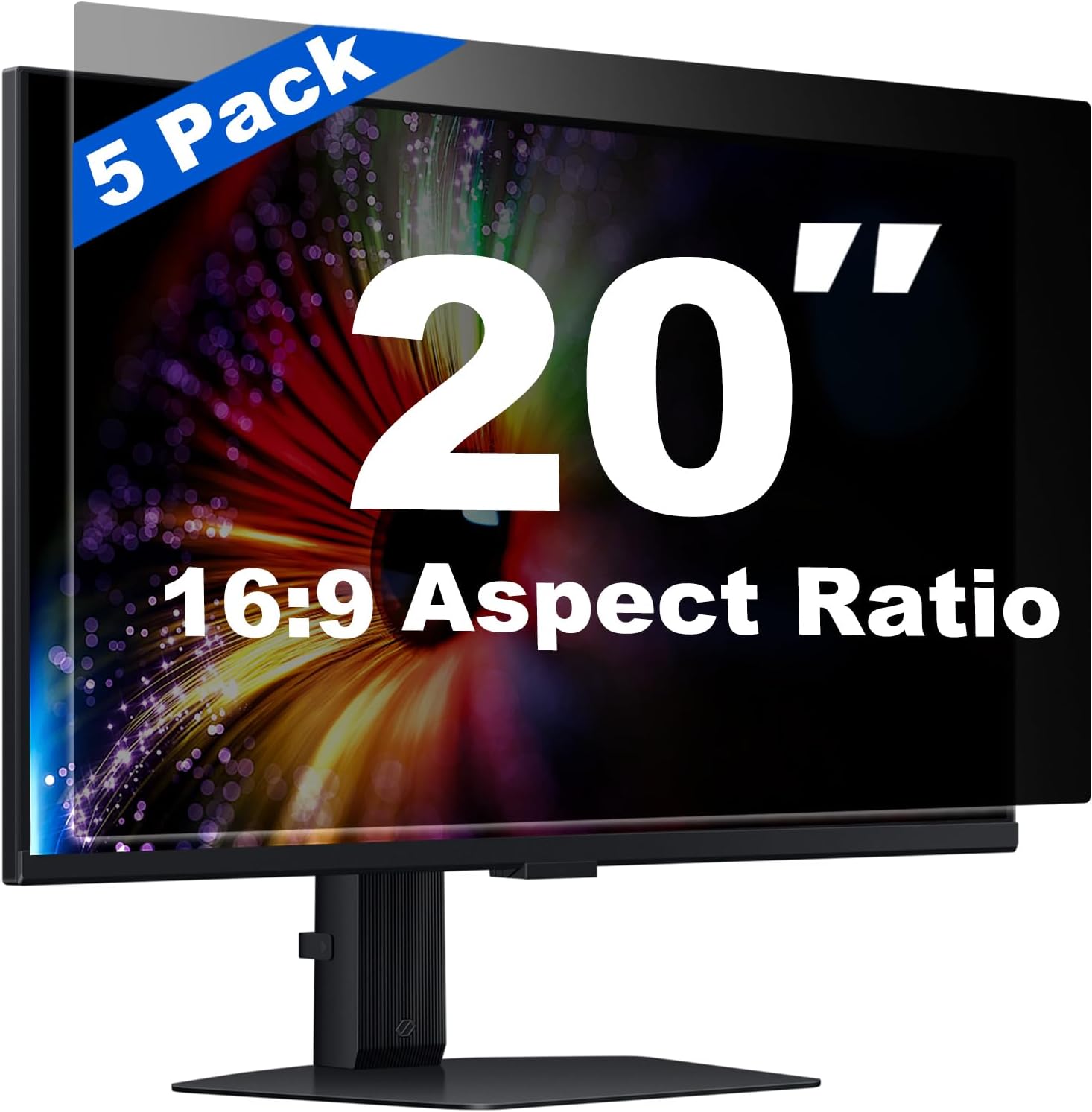 [5 Pack] 20 Inch Computer Privacy Screen for 16:9 Aspect Ratio Widescreen Monitor, Eye Protection Anti Glare Blue Light Filter Shield, Removable Anti-Scratch Anti Spy Protector