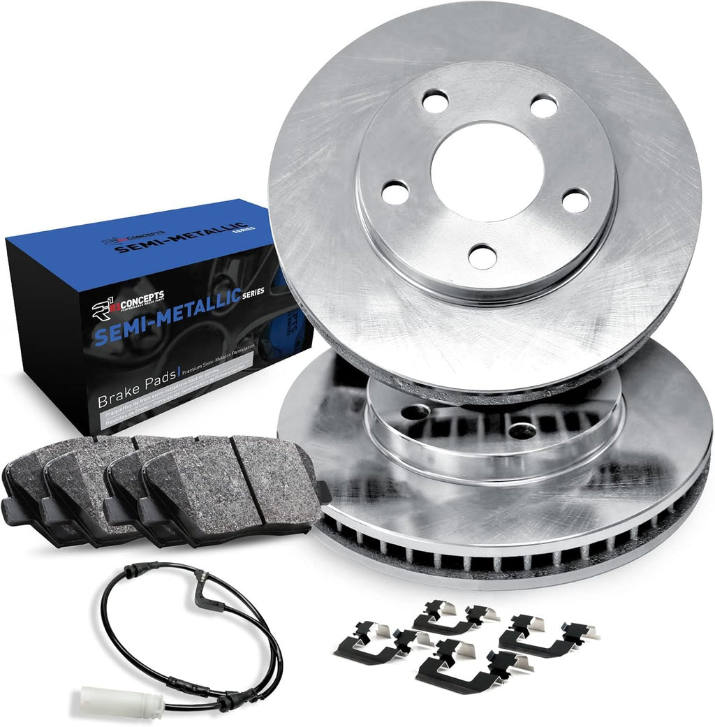 R1 Concepts Rear Brakes and Rotors| Hardware Included| Rear Semi Met Brake Pads and Rotors Kit| Fits 2007-2009 Chrysler Aspen; 2004-2009 Dodge Durango; 2002-2010 Dodge Ram 1500