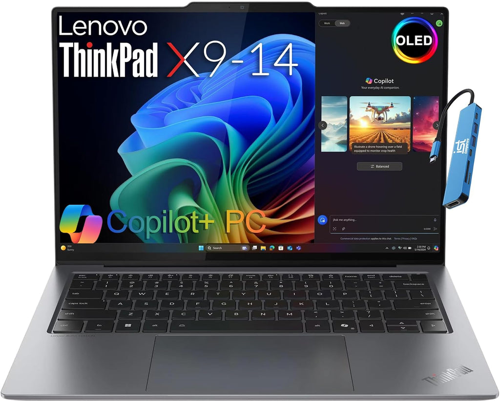 Lenovo ThinkPad X9 14 Aura Edition Business AI Laptop (14' OLED, Intel Core Ultra 7 258V, 32GB DDR5, 1TB SSD) Ultrathin Copilot+ PC, Backlit, Fingerprint, Thunderbolt 4, Wi-Fi 7, IST HUB, Win 11 Pro