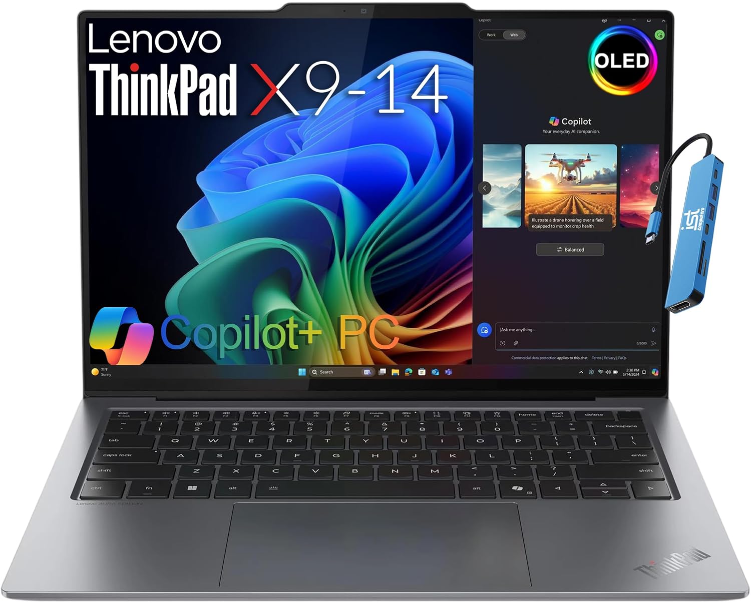 Lenovo ThinkPad X9 14 Aura Edition Business AI Laptop (14' OLED, Intel Core Ultra 7 258V, 32GB DDR5, 1TB SSD) Ultrathin Copilot+ PC, Backlit, Fingerprint, Thunderbolt 4, Wi-Fi 7, IST HUB, Win 11 Pro