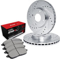 R1 Concepts Front Brake Kit Fits 2017-2024 Mitsubishi Mirage; 2017-2024 Mitsubishi Mirage G4| Optimum Oep Brake Pads and Drilled Slotted Brake Rotors| 9.9' Front