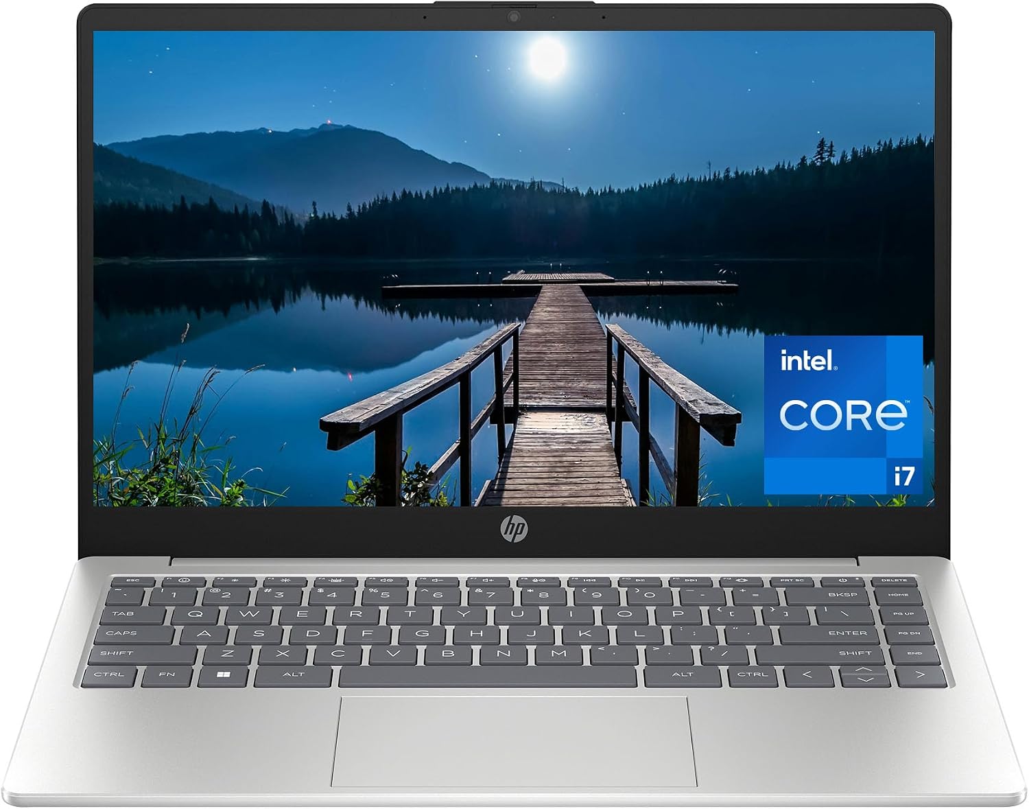 HP 14 inch FHD Display Slim Laptop | Intel Core i7-1355U Processor | Intel Iris Xe Graphics |Webcam | Silver | 32GB RAM | 512GB SSD | Windows 11 Home | Bundle with USB 3.0 Hub
