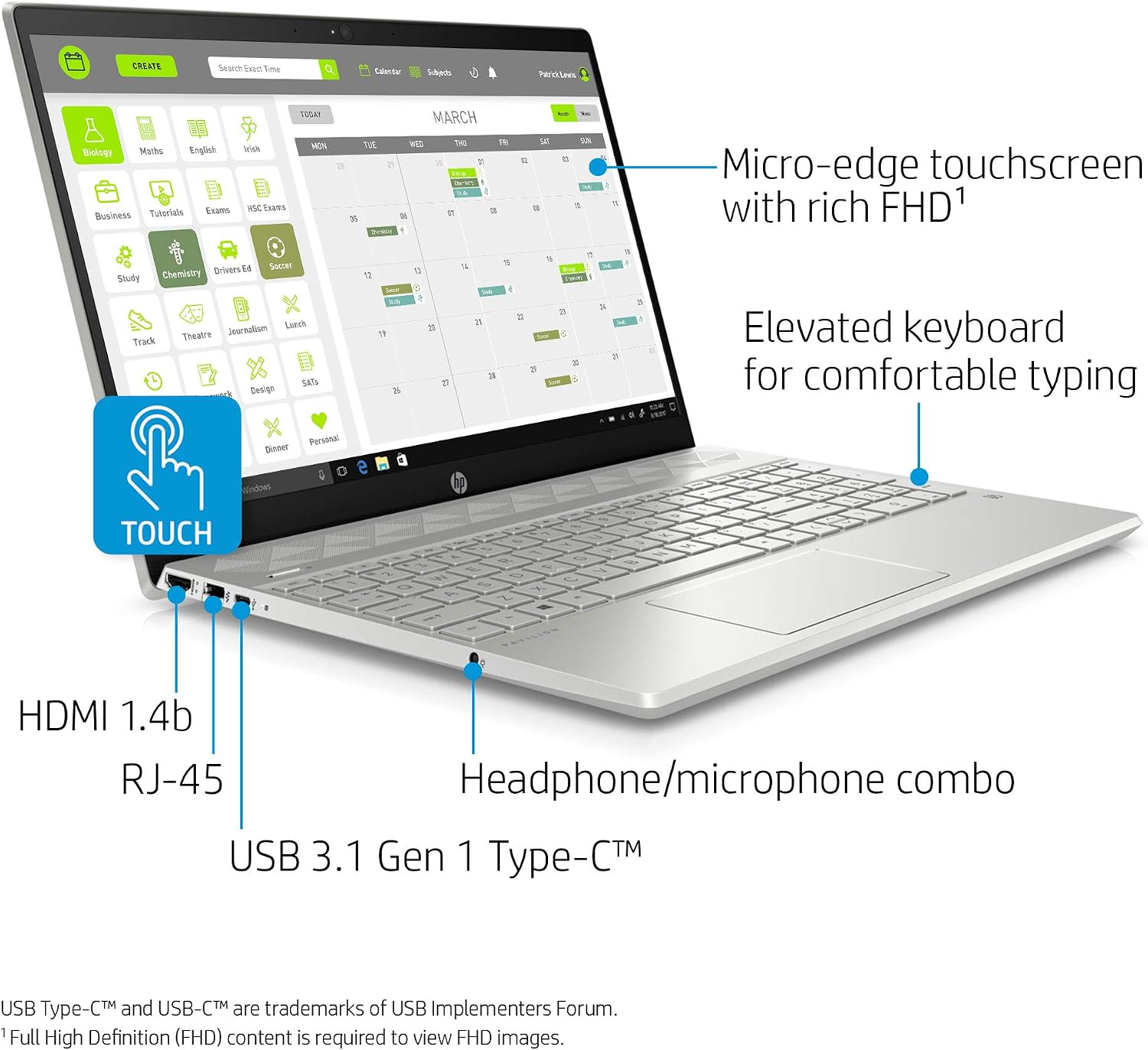 HP Pavilion 15.6-inch Touchscreen FHD(1920x1080) IPS Laptop PC, 10th Gen Quad Core Intel i7-1065G7 Processor, 12GB DDR4, 1TB HDD, Bluetooth, HDMI, B&O Play Audio, Backlit Keyboard, Windows 10 Home