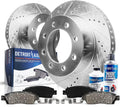 Detroit Axle - Rear Brake Kit for 12-21 Nissan NV1500 NV2500 NV3500 Drilled Brake Rotors Ceramic Brakes Pads 2012 2013 2014 2015 2016 2017 2018 2019 2020 2021 Replacement : 14.36' inch Rotor