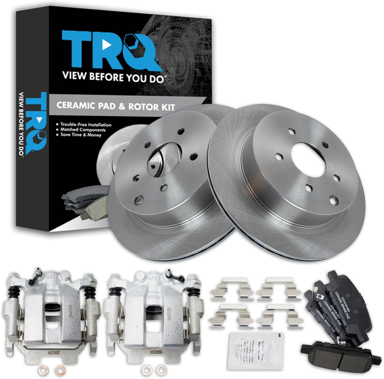 TRQ Rear Brake Pad & Rotor Kit Compatible with 2011-2017 INFINITI 2009-2017 Nissan