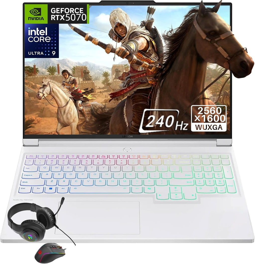 Lenovo Legion 7i Gaming Laptop, Intel 24-Core Ultra 9 275HX Up to 5.4GHz, NVIDIA RTX 5070, 16' 2.5K OLED 240Hz, 32GB DDR5 5600MT/s, 2TB SSD, Wi-Fi 7, Backlit KB, Windows 11 Pro, W/REDRAGON Accessories