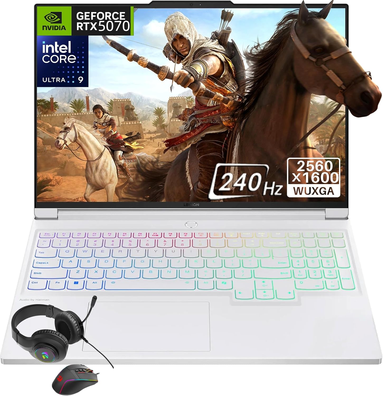 Lenovo Legion 7i Gaming Laptop, Intel 24-Core Ultra 9 275HX Up to 5.4GHz, NVIDIA RTX 5070, 16' 2.5K OLED 240Hz, 32GB DDR5 5600MT/s, 2TB SSD, Wi-Fi 7, Backlit KB, Windows 11 Pro, W/REDRAGON Accessories