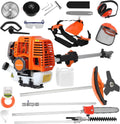 Hedge Trimmer 5 in 1 Lawn Mower, 52CC Gas Weed Trimmer, Cordless Hedge Trimmer, 2-Stroke Brush Cutter, Handheld Chainsaw Hedge Pruner Orange