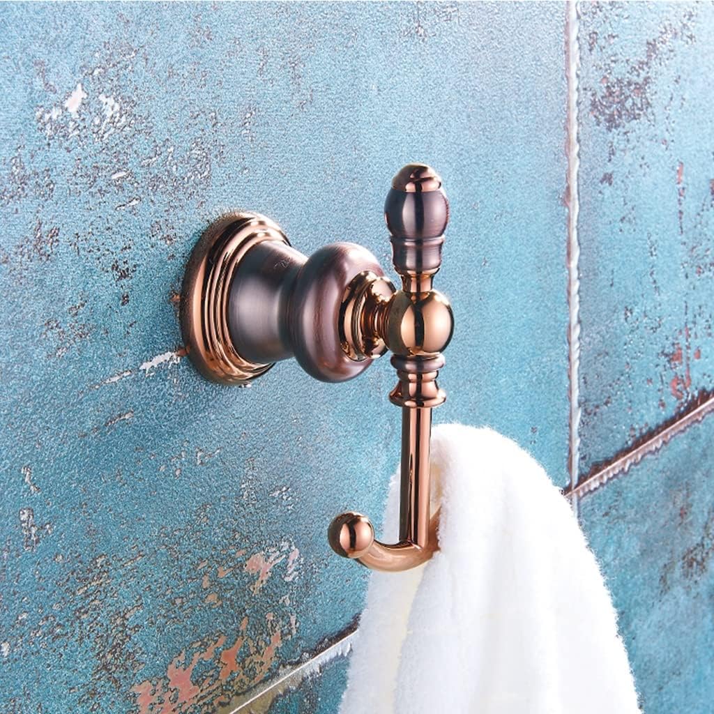 Bathroom Hardware Set Brown Bronze Rose Gold Towel Rack Set Towel Bar Toilet Paper Holder Towel Ring Wall Mounted Bathroom Accessories Kit Wall Mounted,Single Glass(Coat Hook)