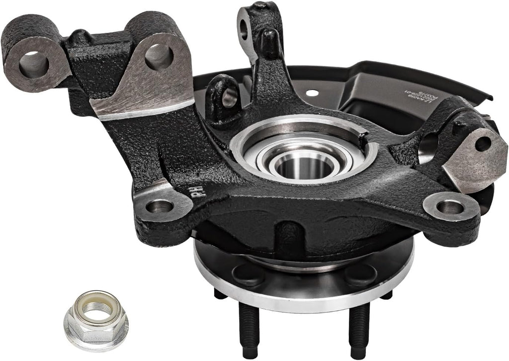 Detroit Axle - Front Steering Knuckles w/Wheel Hubs Assembly Drilled Slotted Brake Rotors Ceramic Pads Replacement for 2011-2014 Ford Edge - 6pc Set