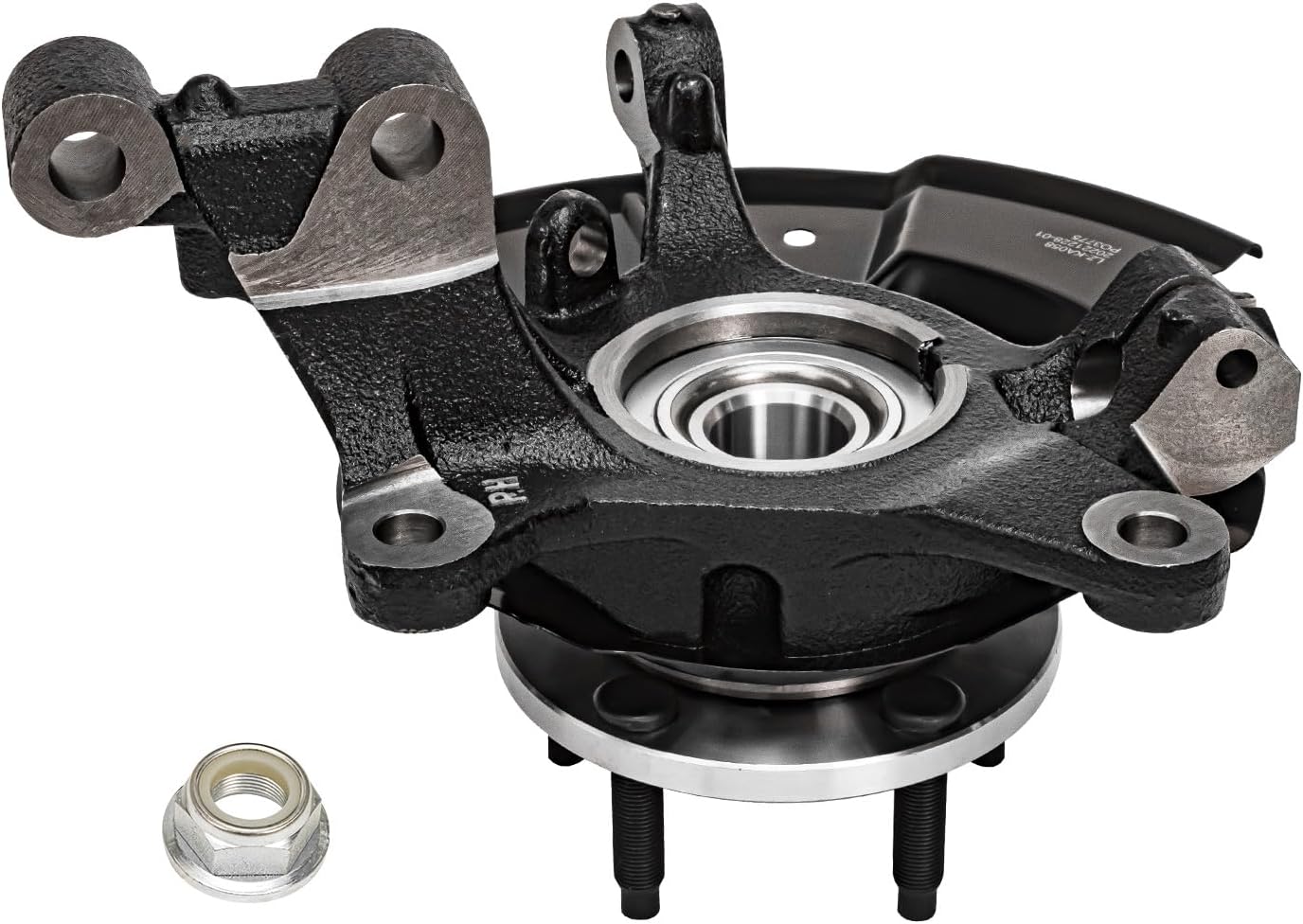 Detroit Axle - Front Steering Knuckles w/Wheel Hubs Assembly Drilled Slotted Brake Rotors Ceramic Pads Replacement for 2011-2014 Ford Edge - 6pc Set