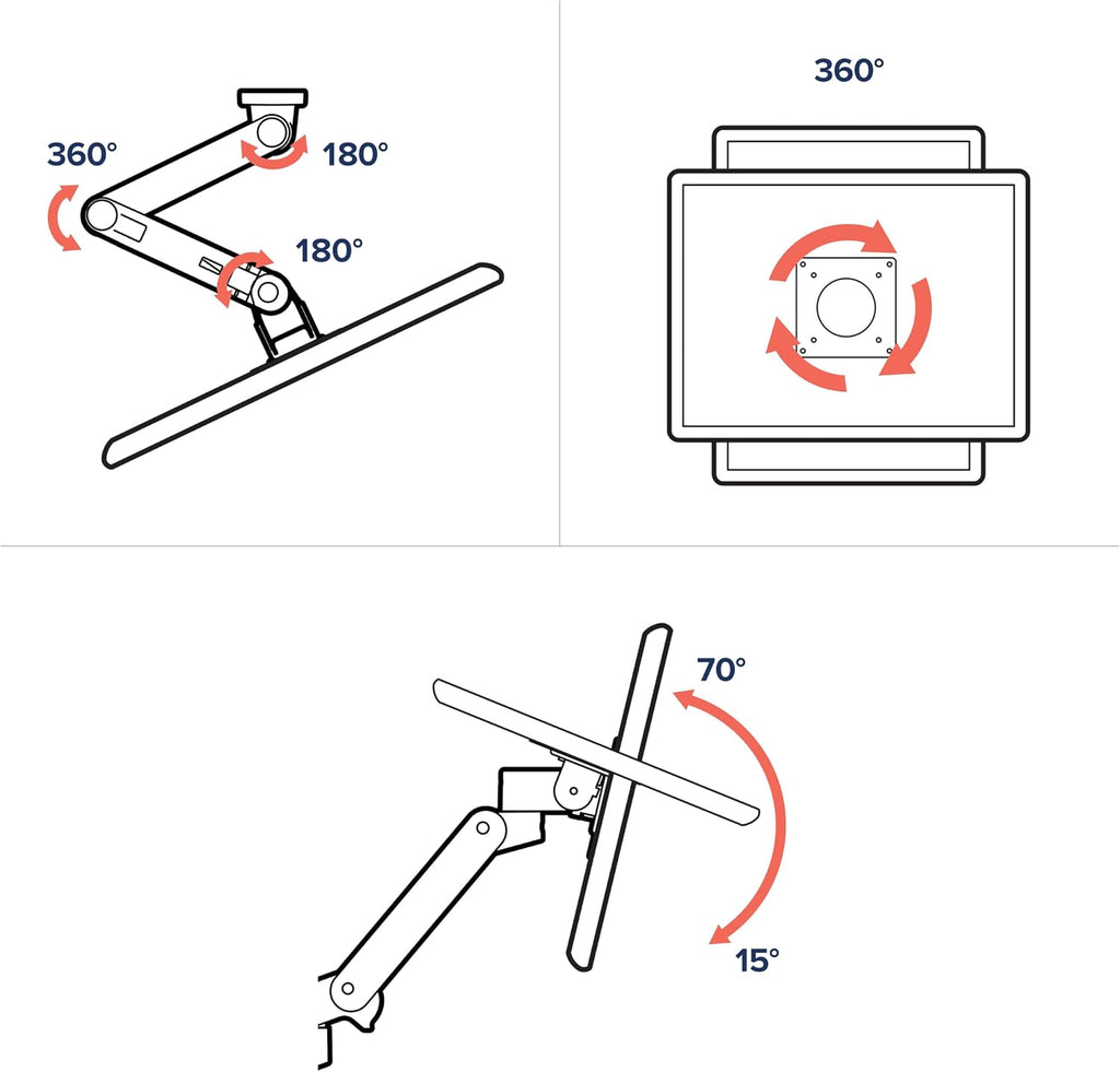 Ergotron – Upgraded LX Pro Premium Single Monitor Arm, VESA Wall Mount – for Monitors Up to 34 Inches, 4 to 22 lbs – White