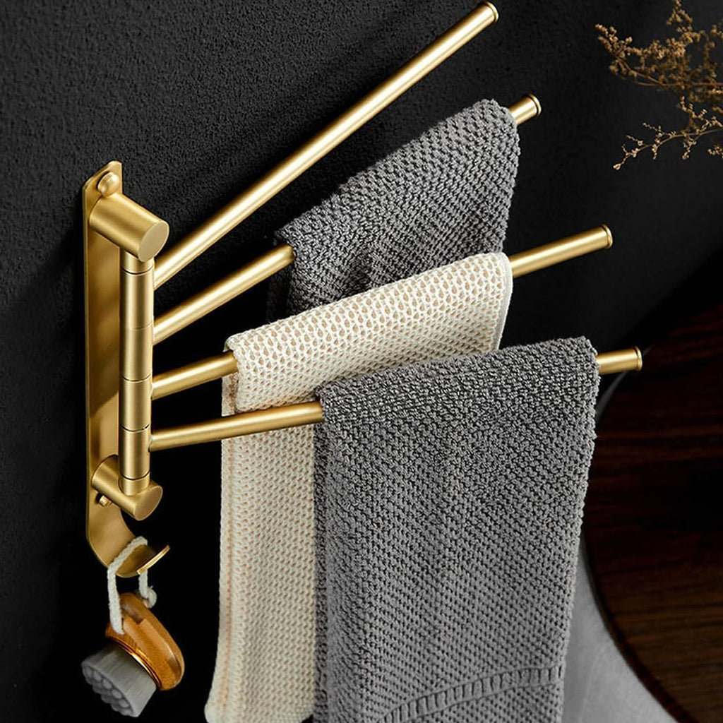 Folding Arm Swivel Towel Rack Bar Rails, for Bathroom, Brass Bars,Wall Mount Drying Racks for Laundry,Swing Out, Hand(Black1)